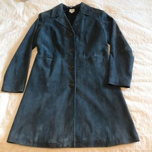 Blue/Green Long Suede Jacket by Margaret O’Leary